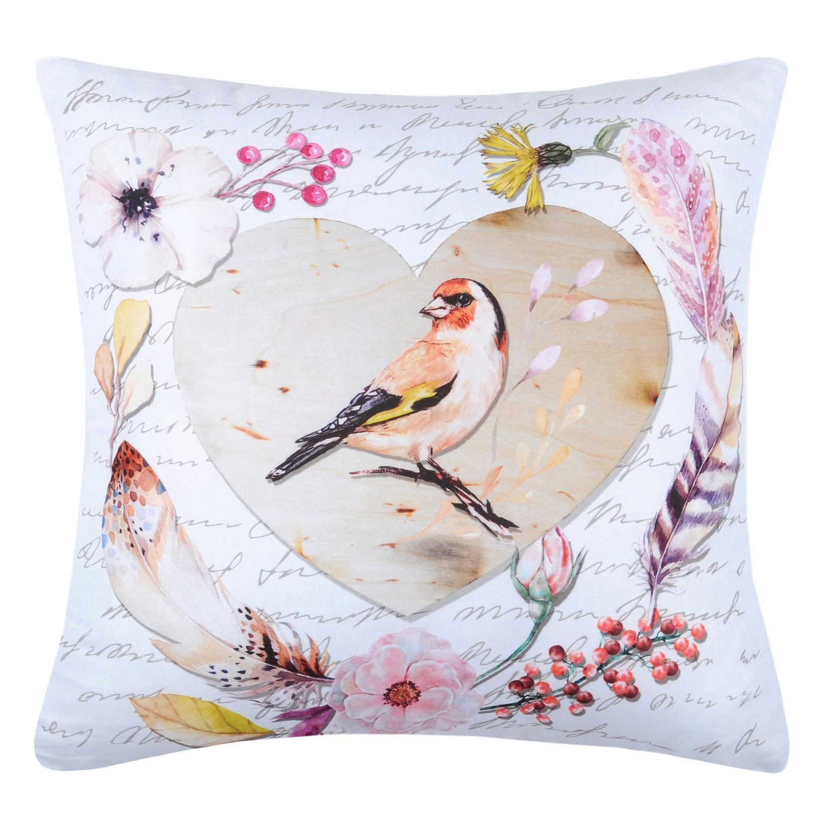 Coussin blanc cœur 40x40cm CHARMELIA
