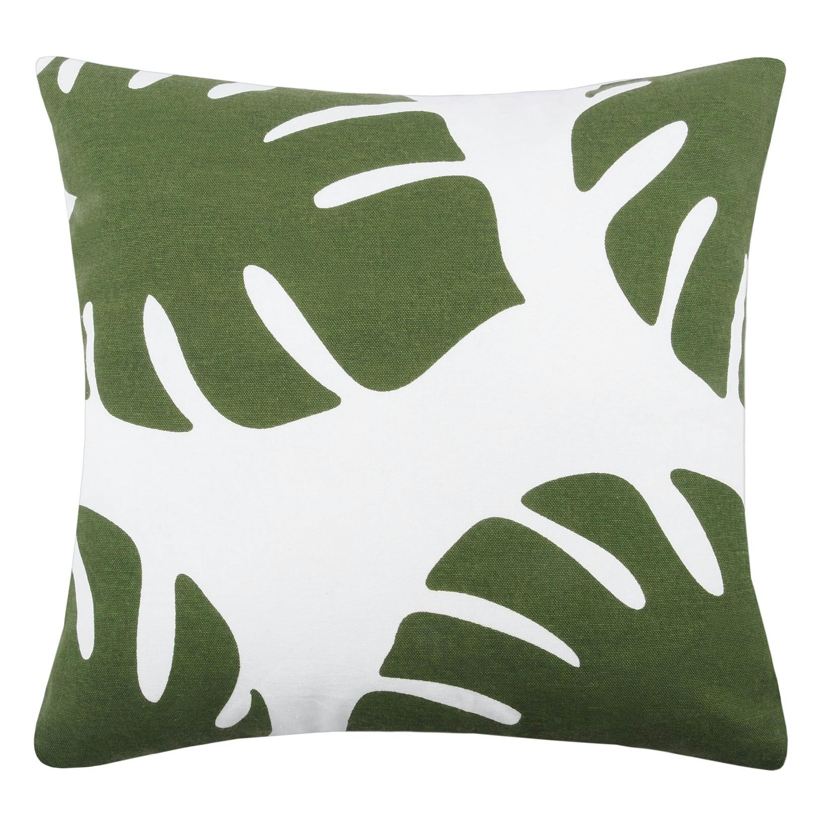 Coussin blanc feuillage 40x40cm CAMO