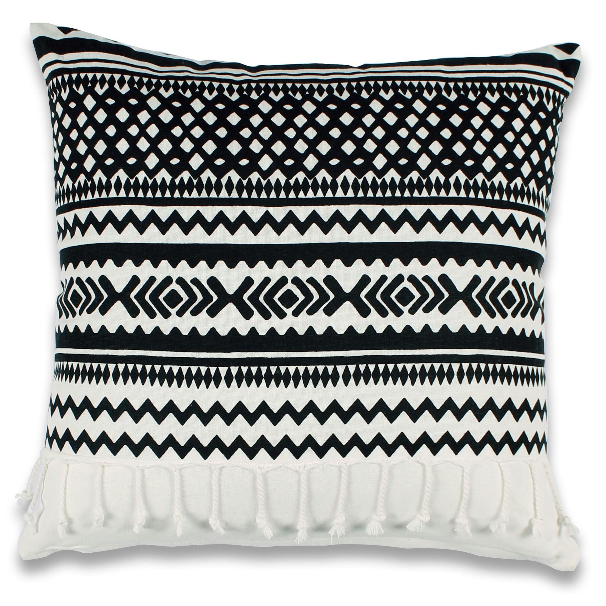 Coussin blanc imprimé ethnique 40x40cm