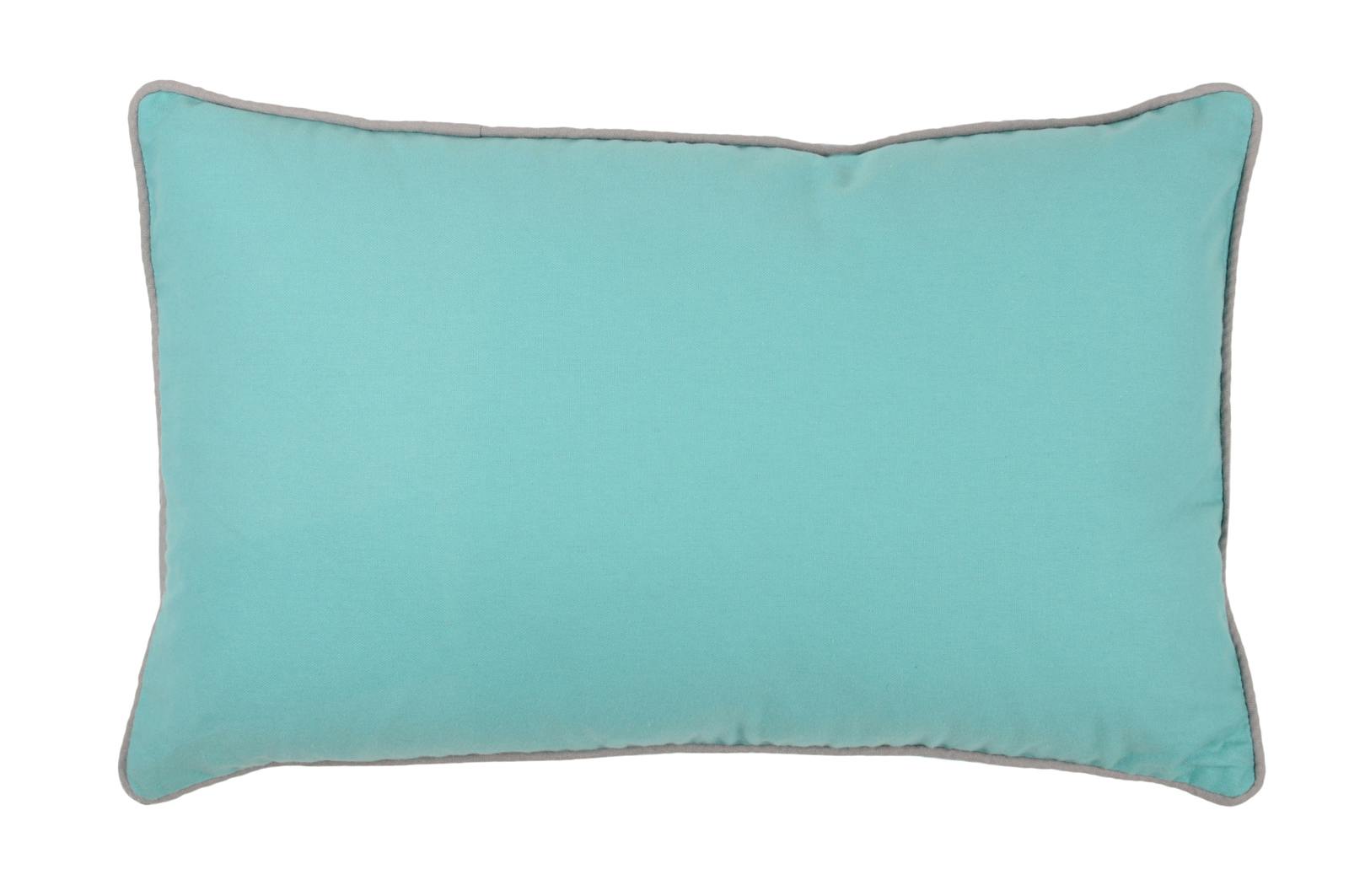 Coussin bleu et contour gris souris 30x50cm DUO