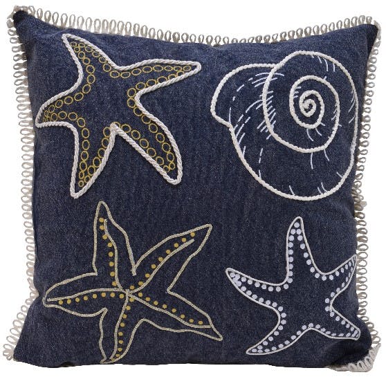 Coussin 80x60 - Bleu pétrole motif étoile