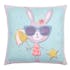 Coussin bleu lapin lunettes de soleil et ombrelle 40x40cm LUCE