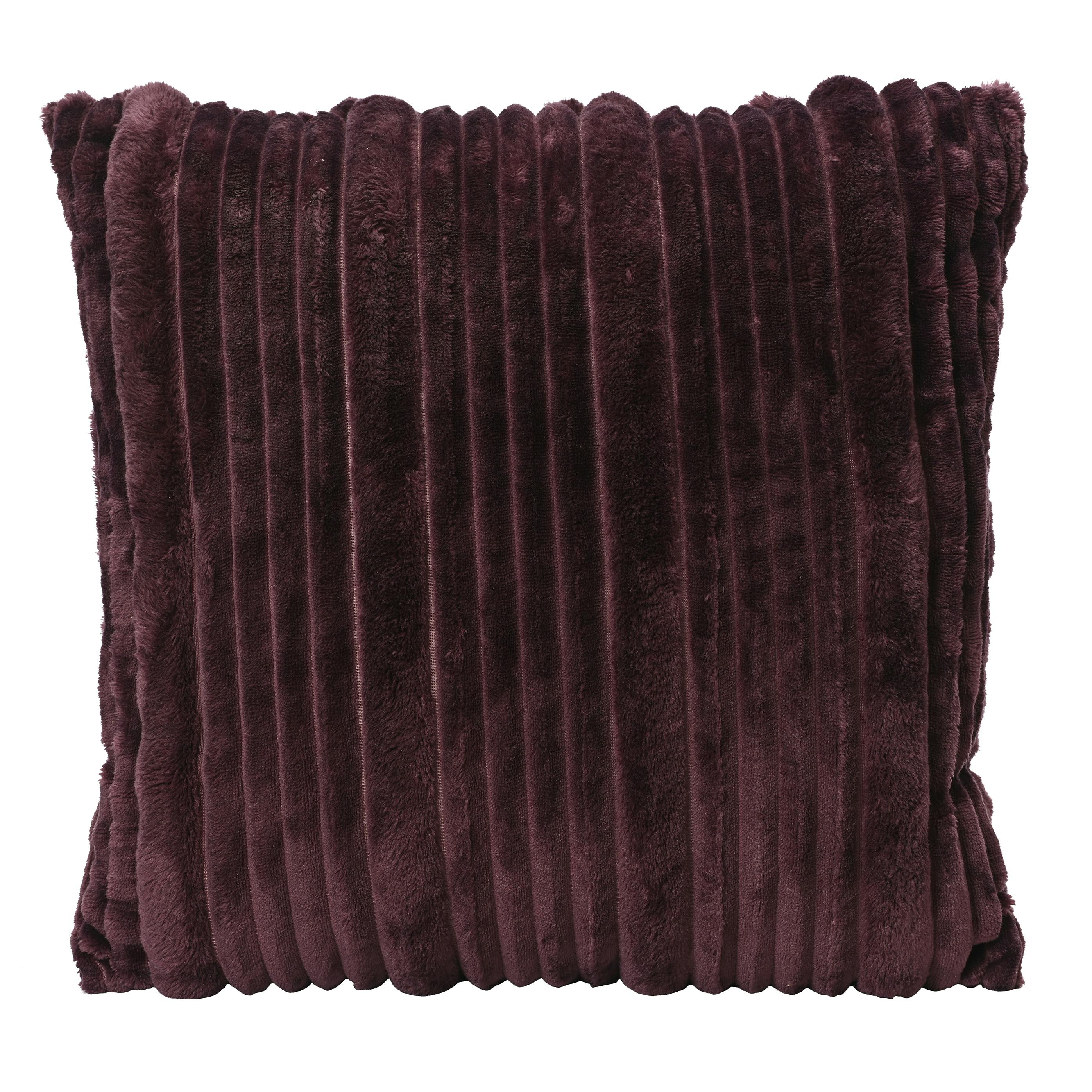 Coussin bordeaux velours rayé 45 x 45 cm
