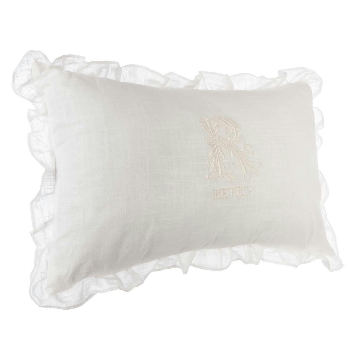 Coussin brodé couleur ivoire 30x50 cm