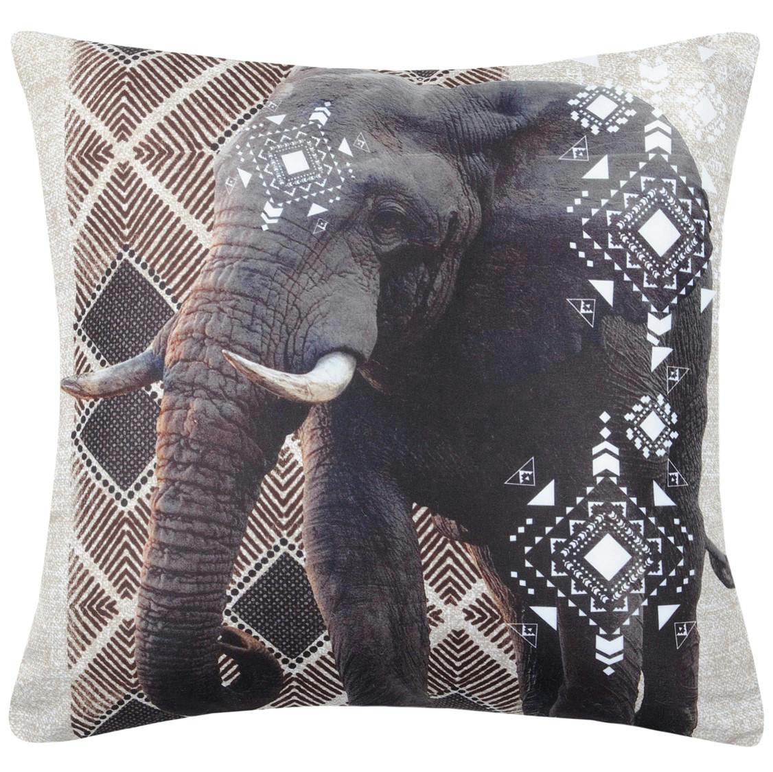 Coussin carré imprimé éléphant 40x40cm KANO