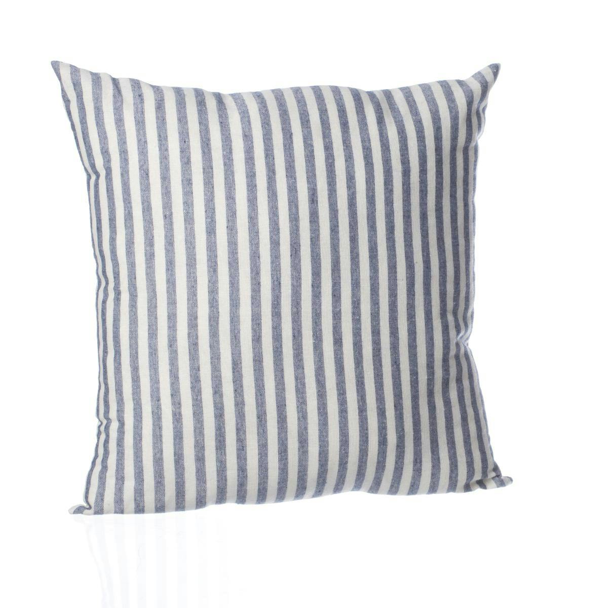Coussin carré réversible rayé bleu gris 40x40cm