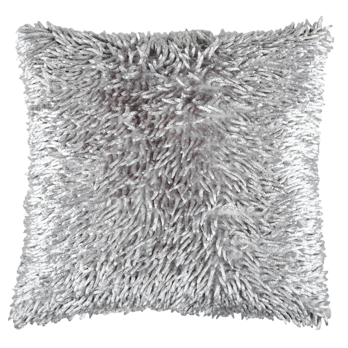 Coussin carré "shaggy" gris 40x40cm LASCAUX