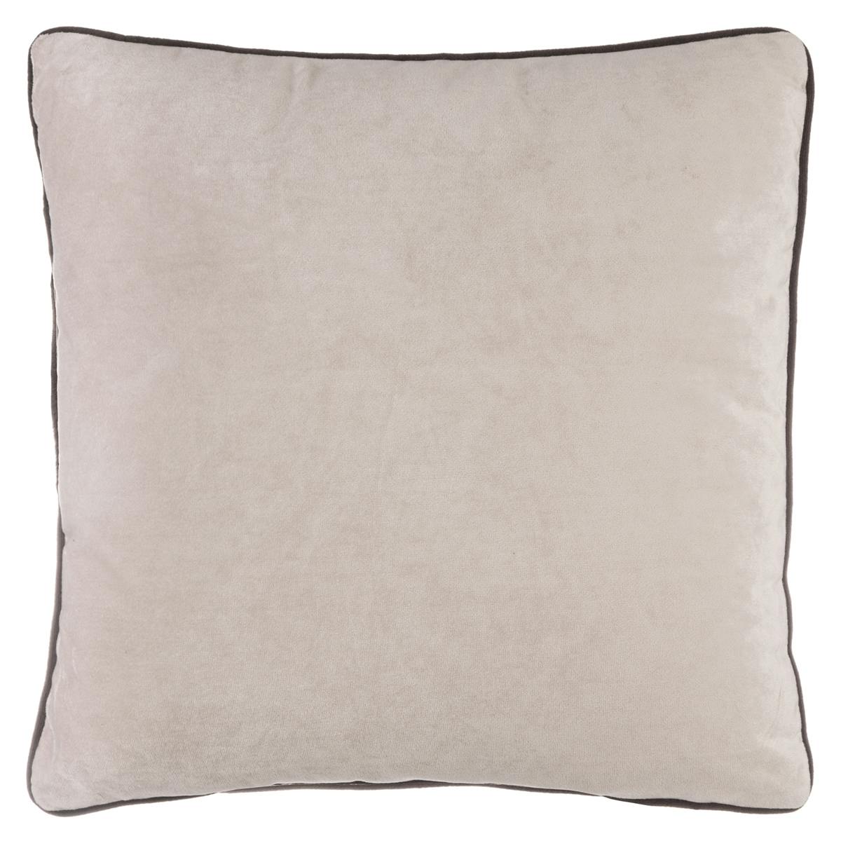 Coussin carré uni en velours coloris lin passepoil noir 40x40cm