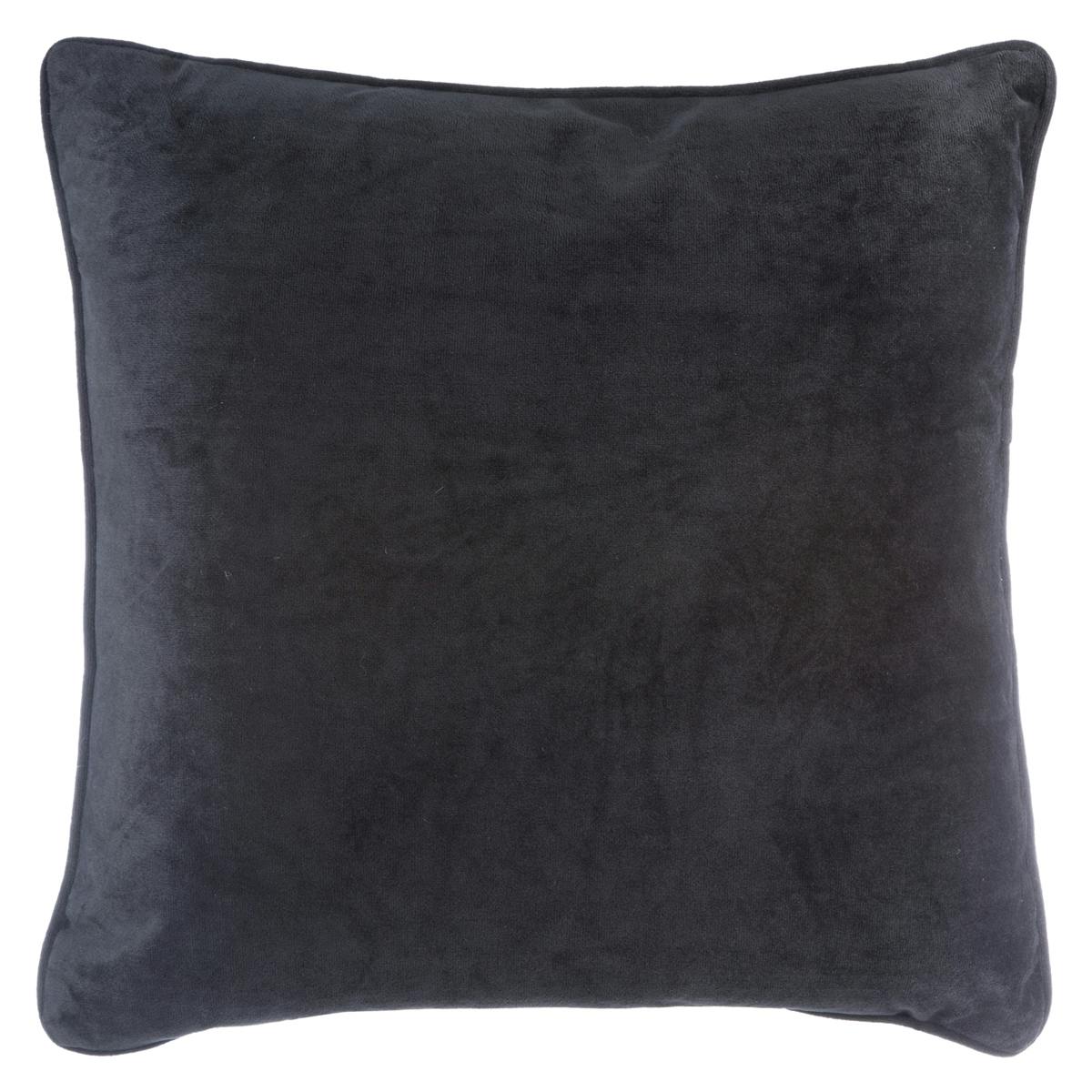 Coussin carré uni en velours coloris noir passepoil 40x40cm