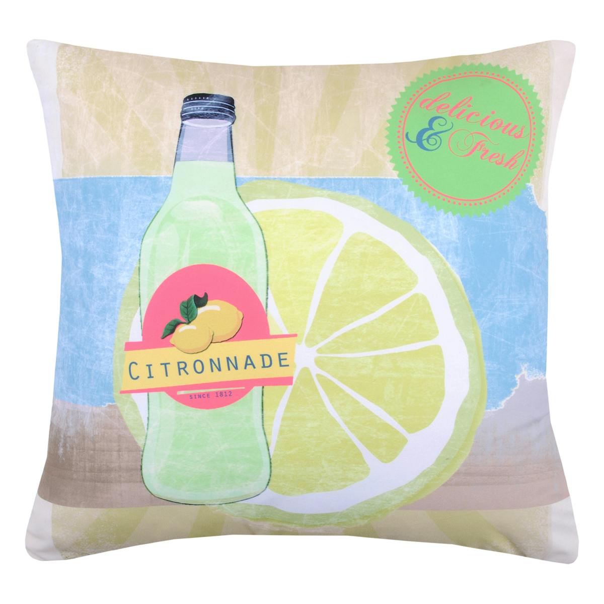 Coussin "Citronnade" jaune et bleu 40x40cm LEMONADE