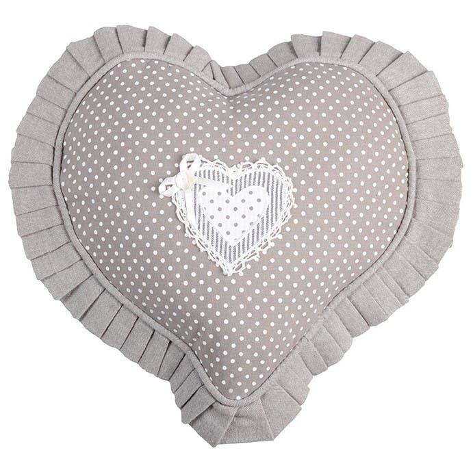 Coussin coeur beige 30cm coton Verone