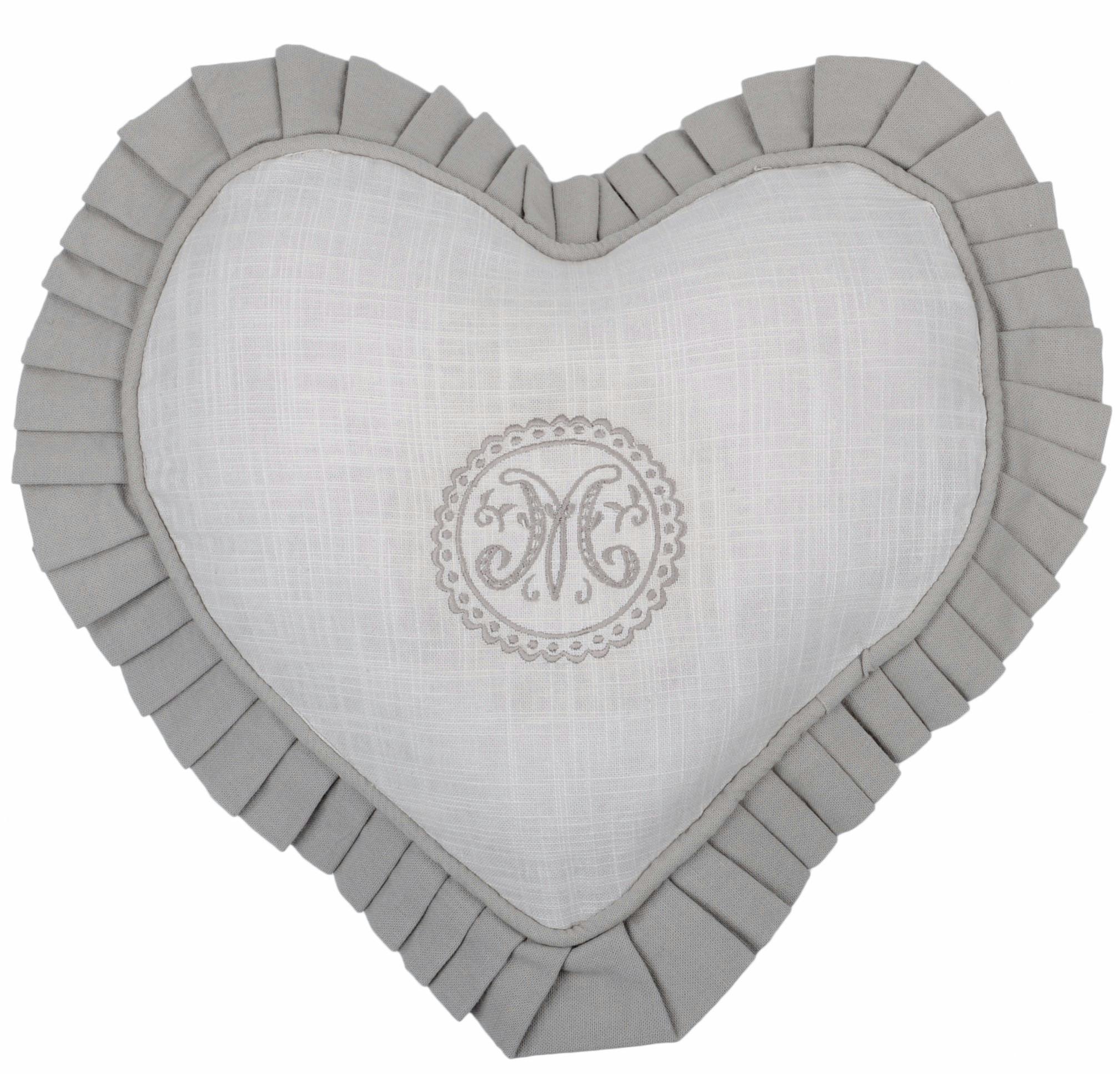 Coussin cœur gris coton MARIE