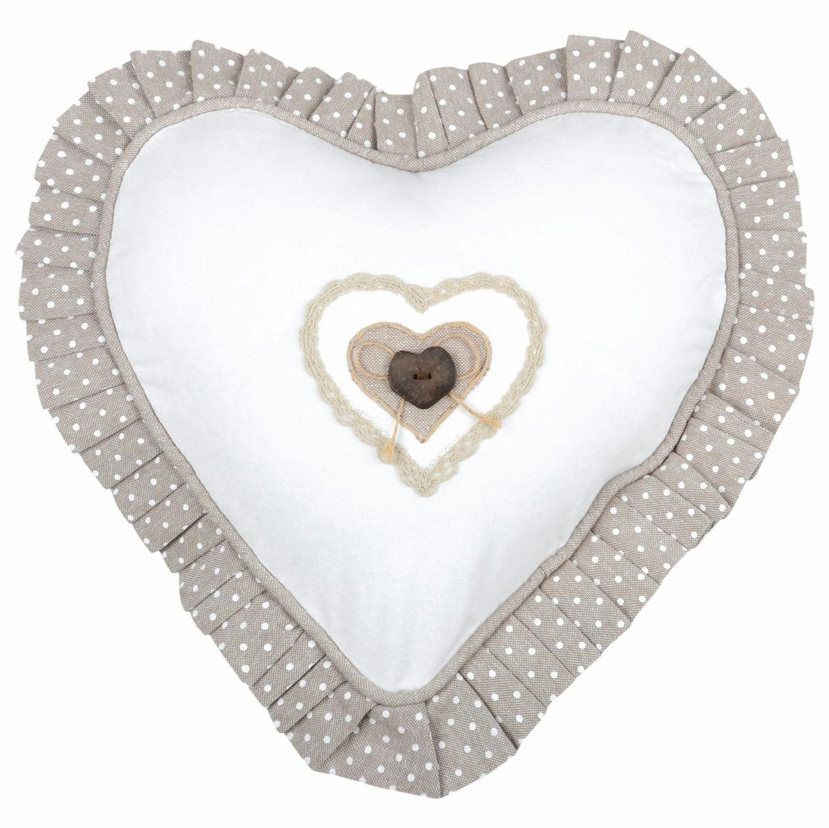 Coussin coeur romantique écru 30cm LYNA