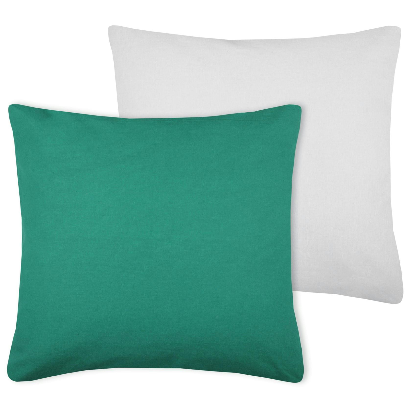 Coussin coton émeraude-perle 50x50cm DUO