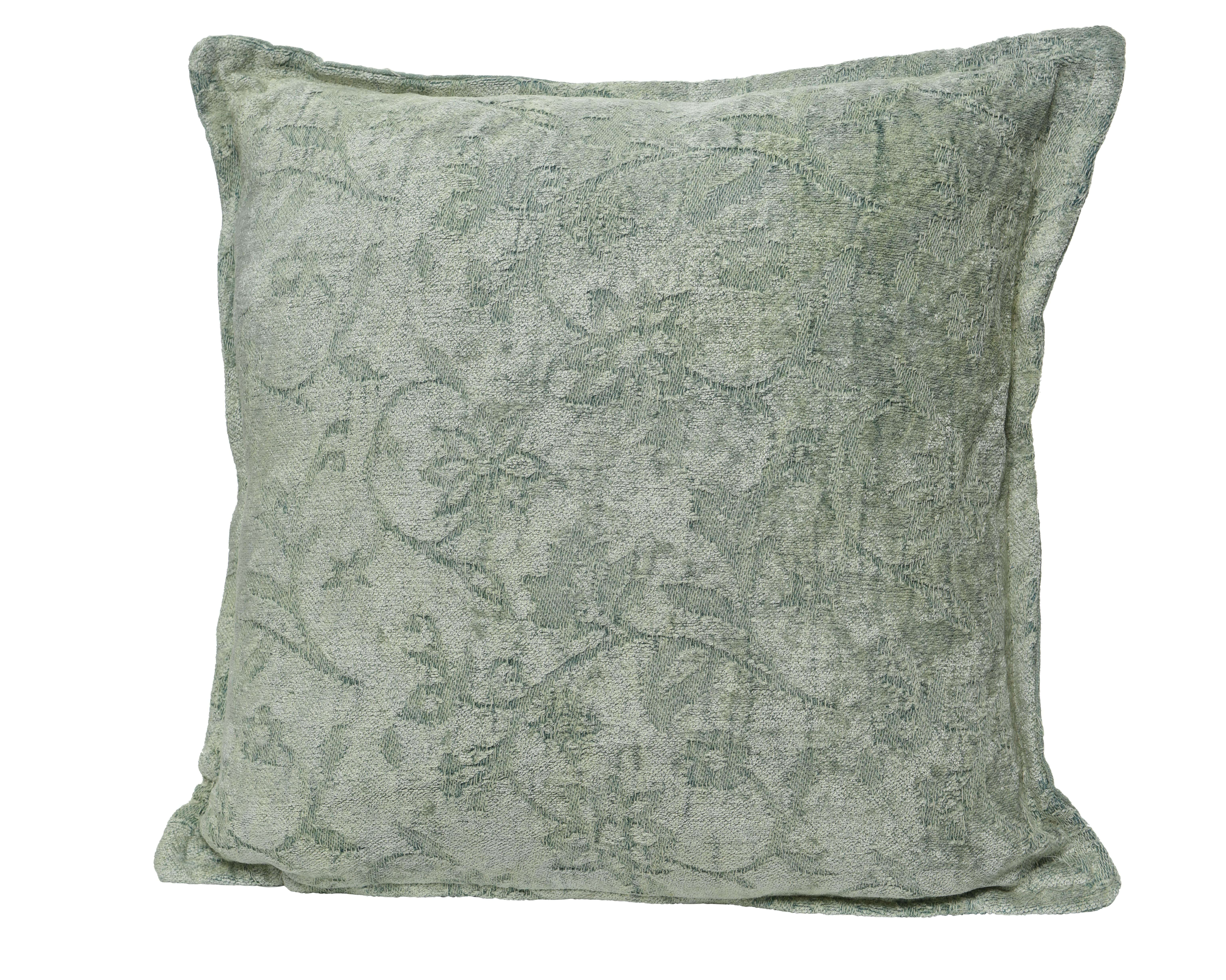 Coussin coton fleurs menthe 45x45cm