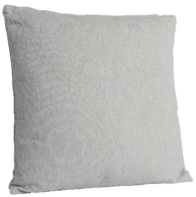Coussin coton motifs en relief gris
