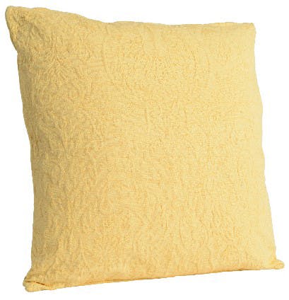 Coussin coton motifs en relief jaune
