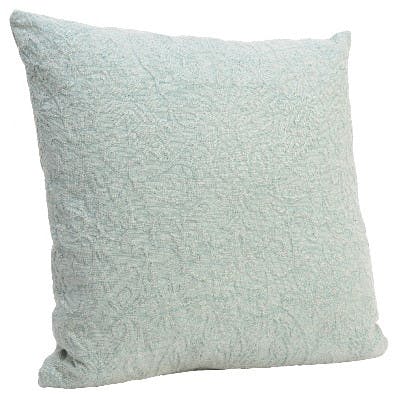 Coussin coton motifs en relief vert