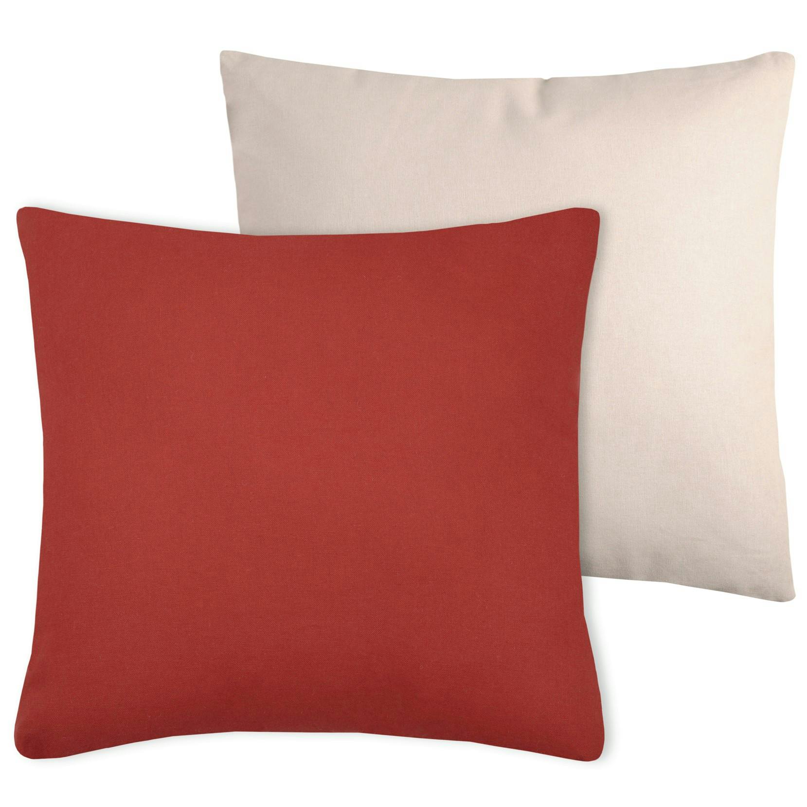Coussin coton terracotta-lin 30x50cm