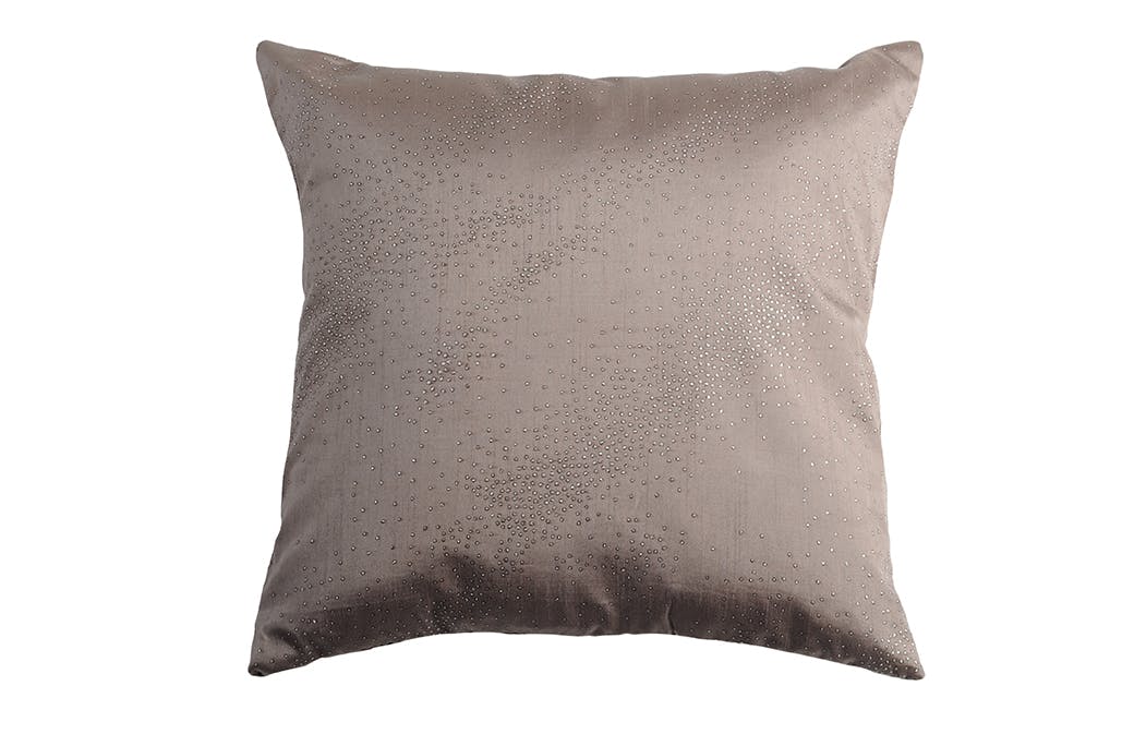 Coussin couleur marron glacé décor strasses argentées 40x40cm GALAXIE