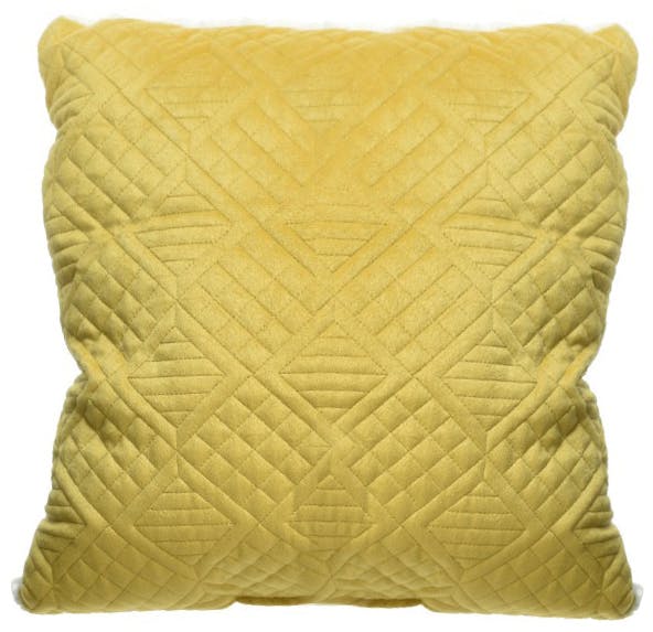 Coussin couleur moutarde velours relief dos sherpa