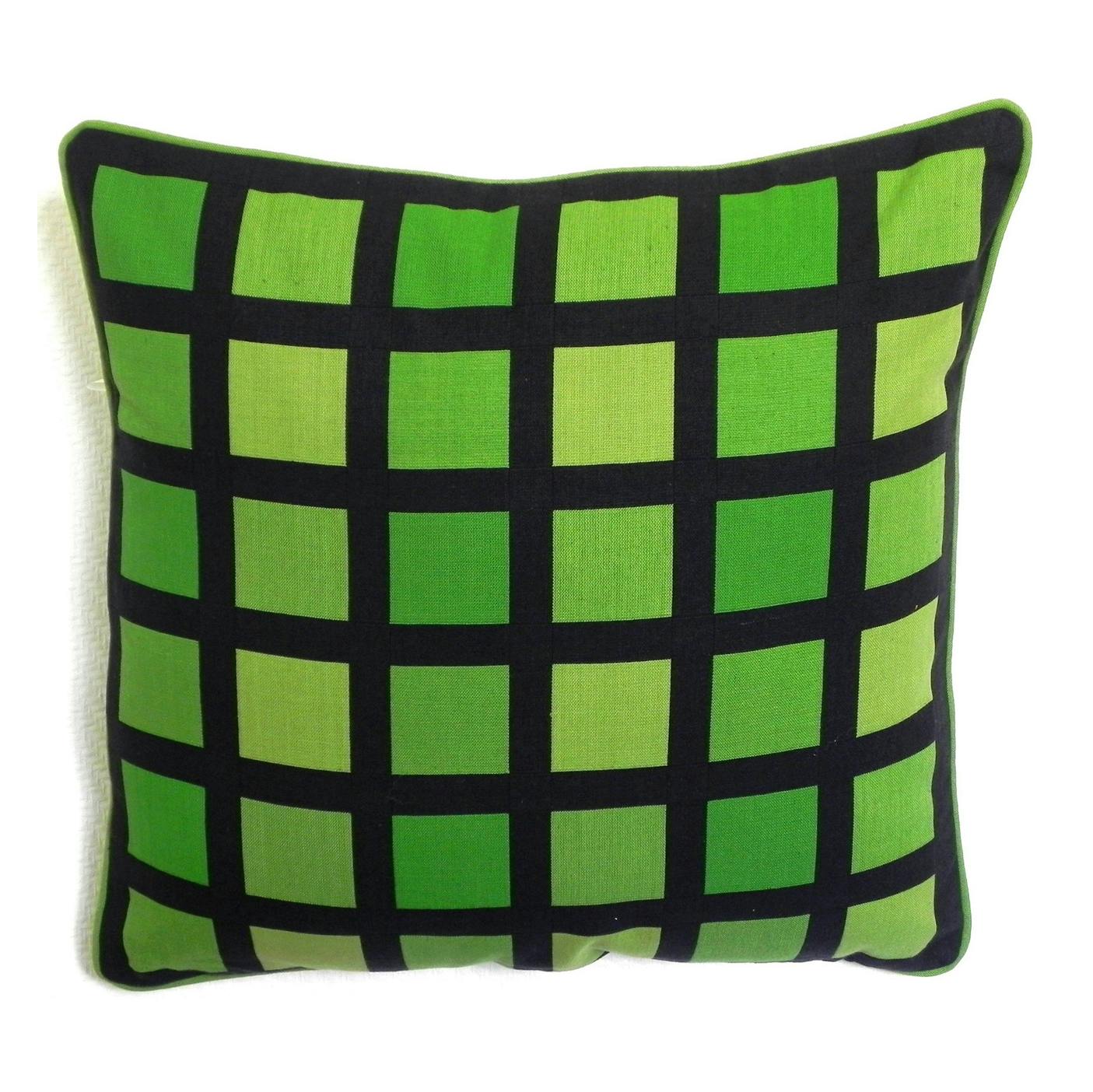 Coussin damier Jacquard vert 48x48