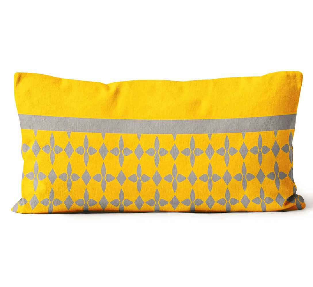 Coussin damier jaune 32x50cm