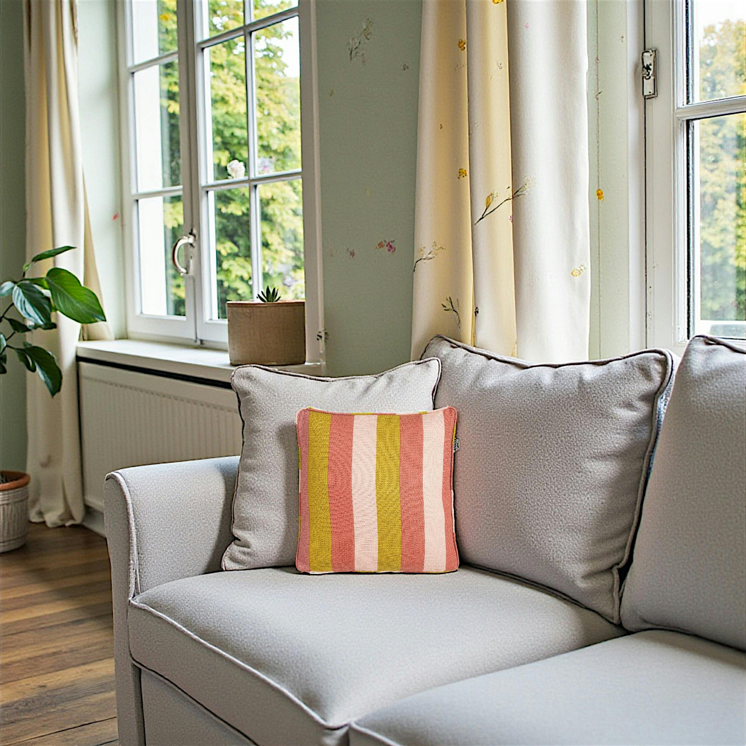Coussin de canapé, bandes multicolores