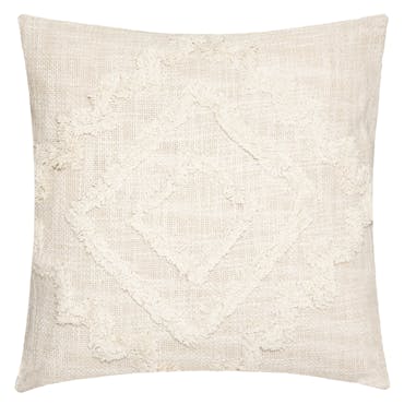 Coussin de canapé blanc ivoire motif carré