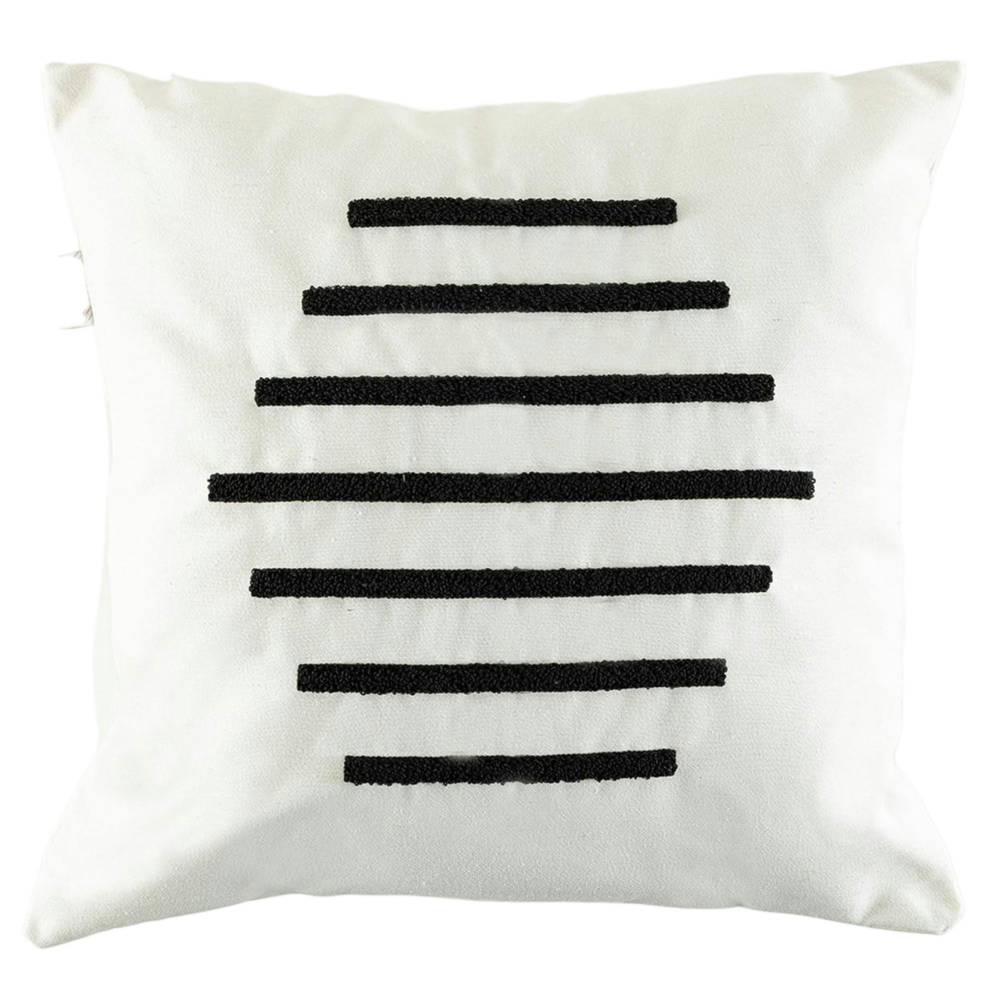 Coussin de canapé en lin – rayures en bouclette noire IZMIR