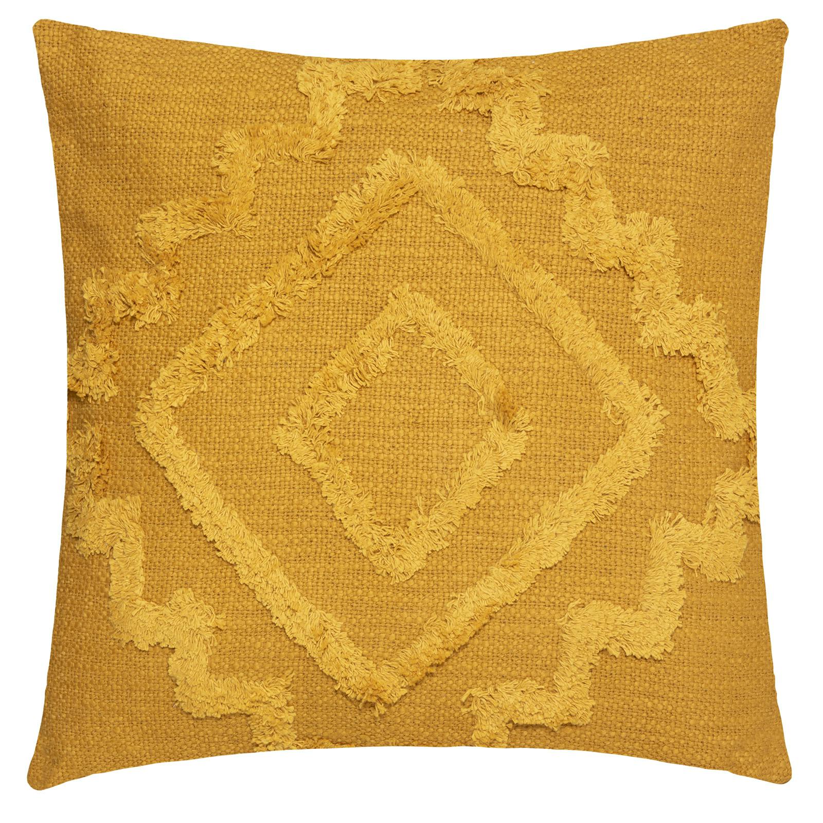 Coussin de canapé moutarde motif carré