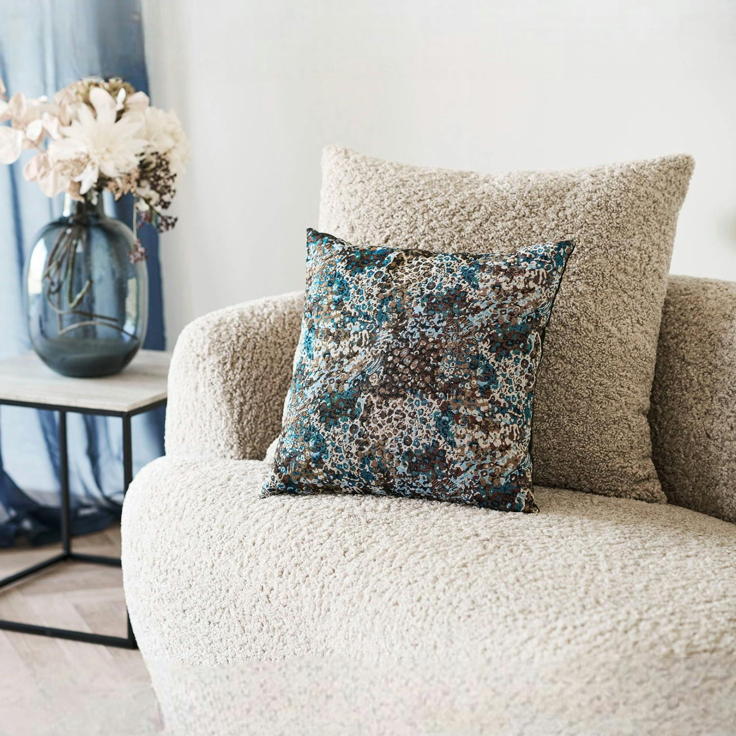 Coussin de canapé tons bleus et bruns IZMIR