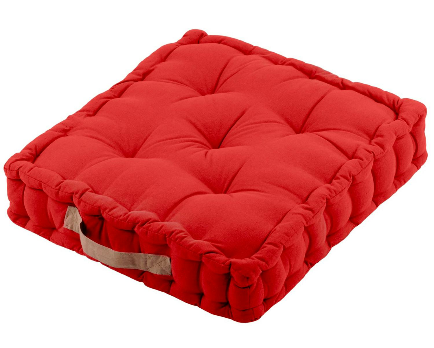 Coussin de sol bicolore terracotta / lin 45 x 45 cm