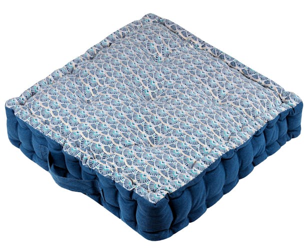 Coussin de sol bleu à motifs bleus 45 x 45 cm