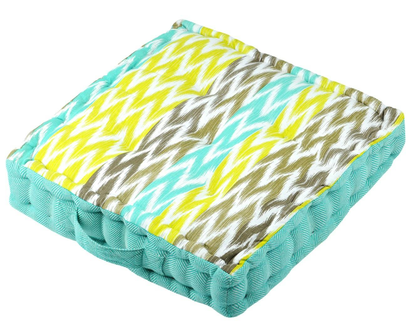 Coussin de sol bleu en coton 45x45x10cm IKATI