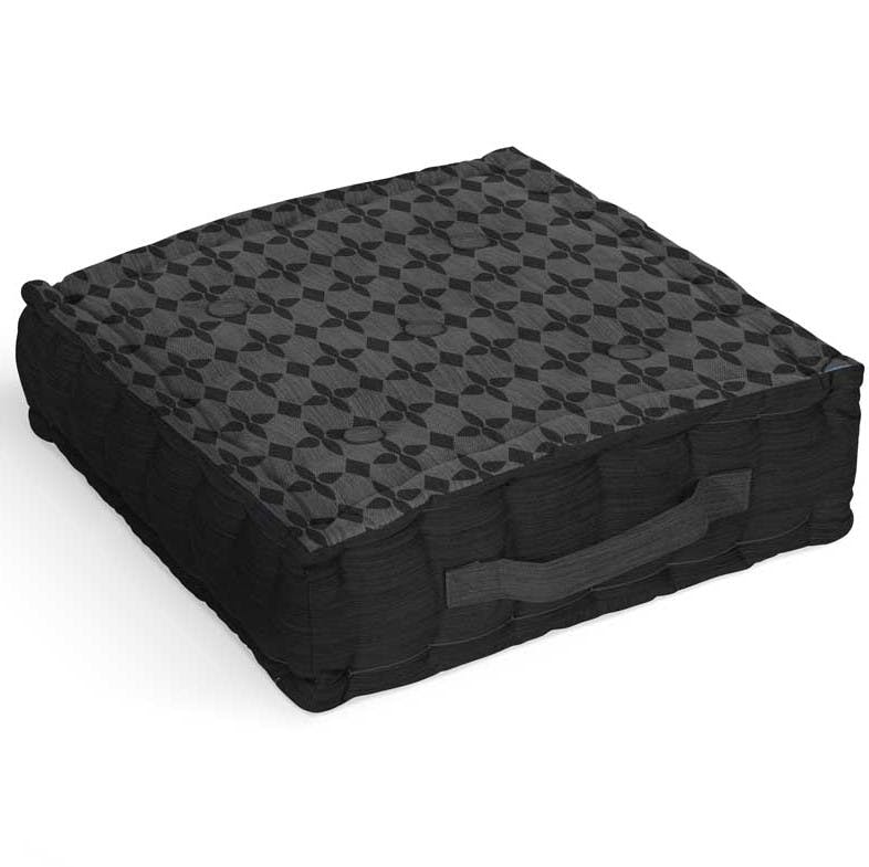 Coussin de sol en coton damier noir 40x40x8cm