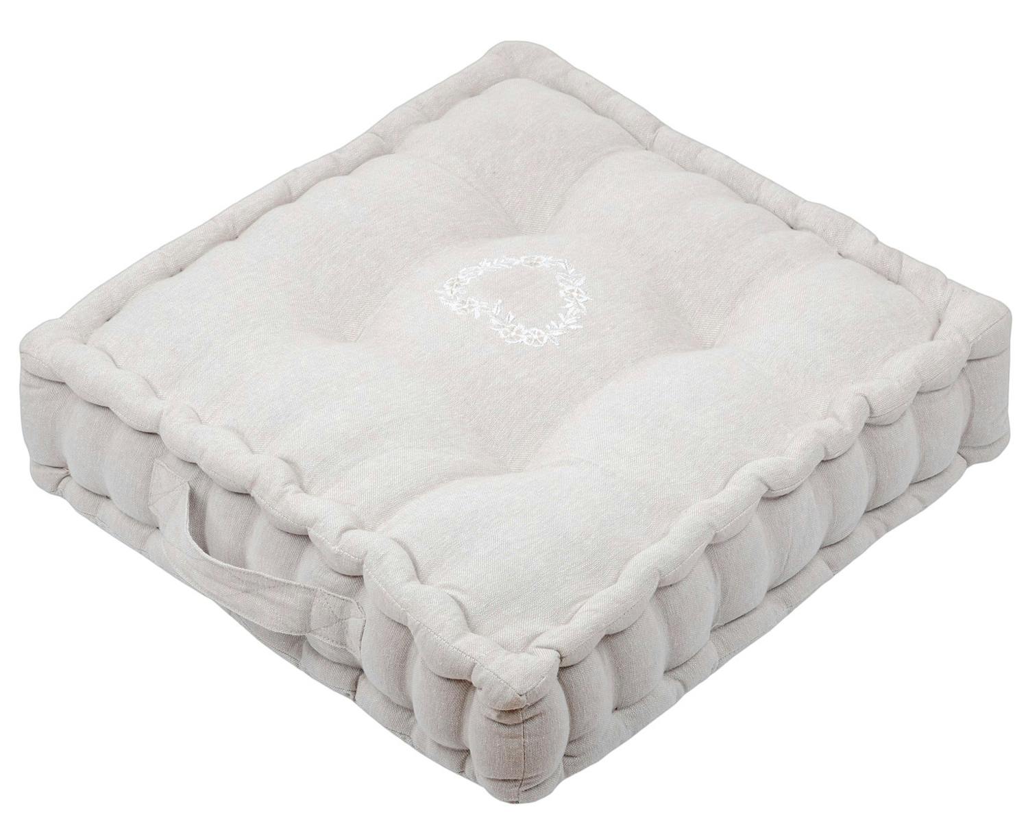 Coussin de sol gris motif cœur 45 x 45 cm