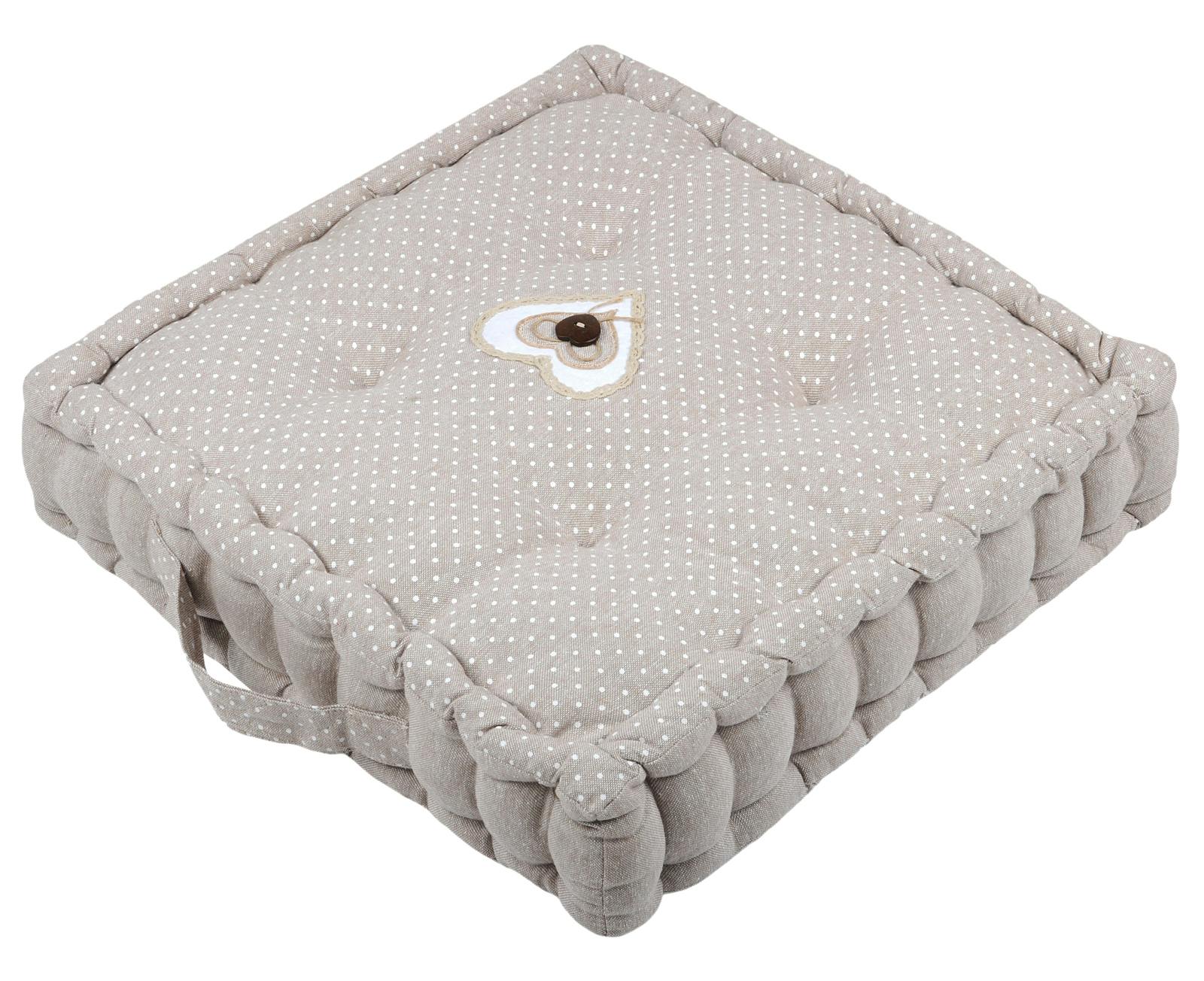 Coussin de sol romantique beige 45x45x10cm LYNA