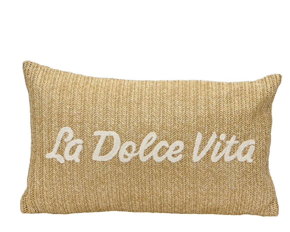 Coussin déco rectangulaire beige La Dolce Vita