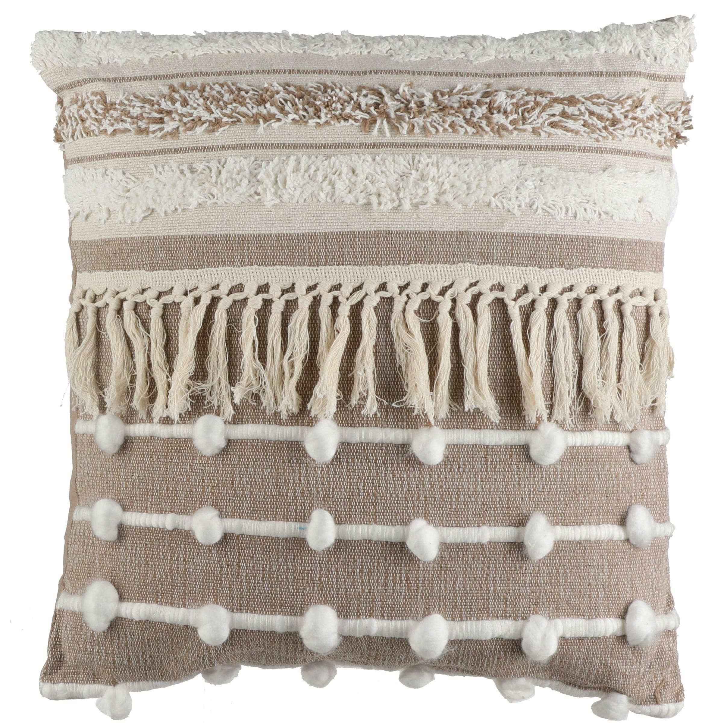 Coussin décoré tons beiges 45 x 45 cm