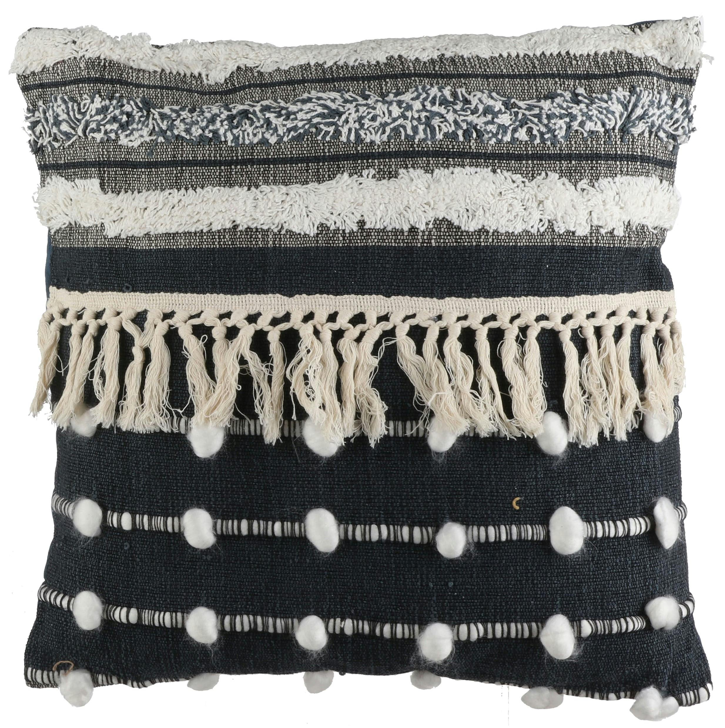 Coussin décoré tons gris 45 x 45 cm