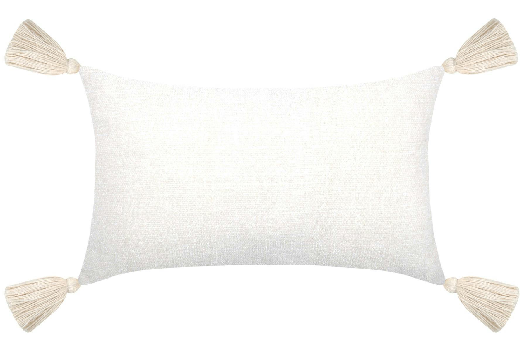 Coussin écru à gros pompons 30x50