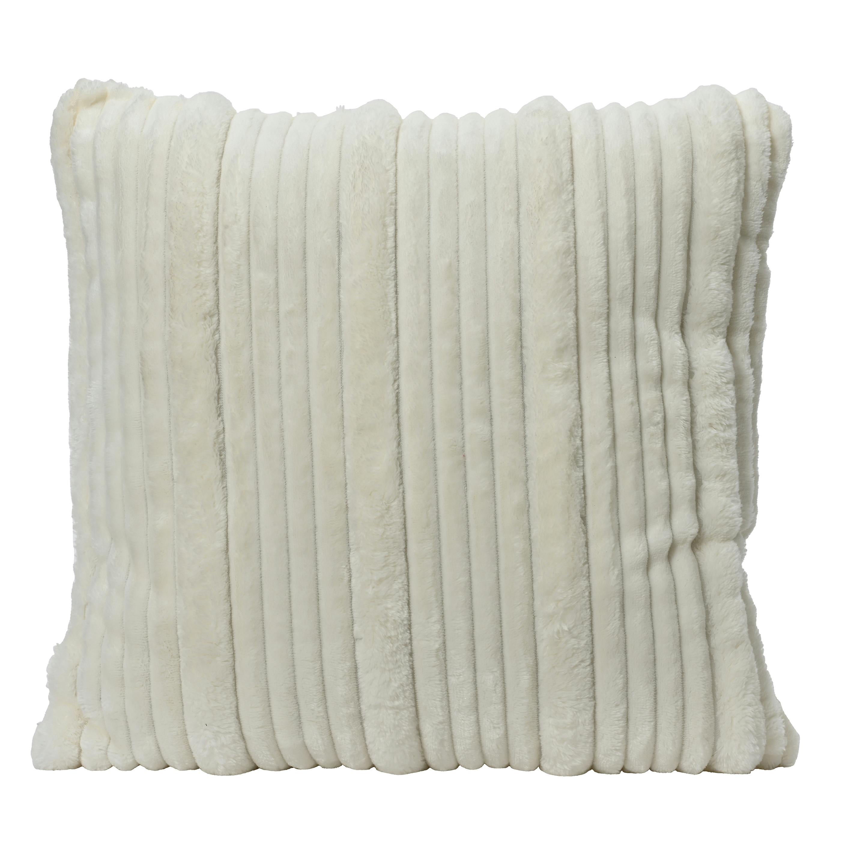 Coussin écru velours rayé 45 x 45 cm
