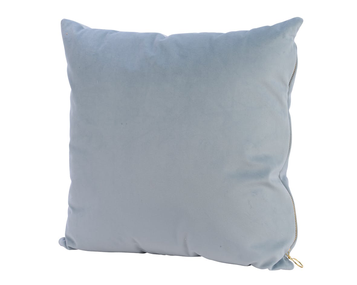 Coussin en velours bleu brume 40x40cm