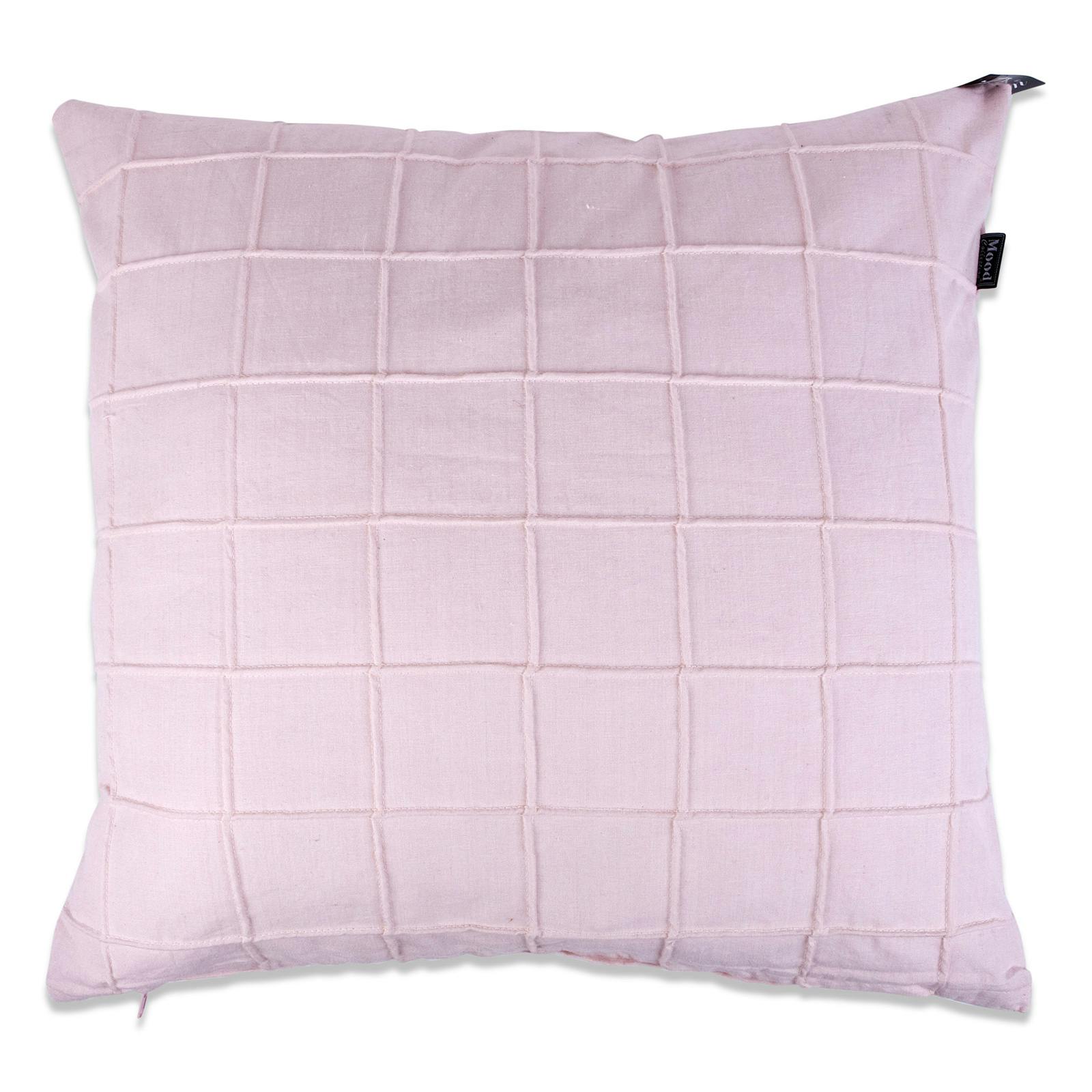 Coussin en velours rose clair damier