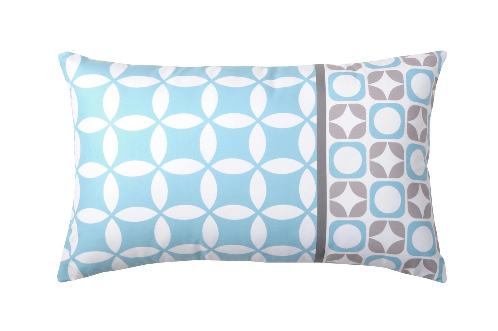 Coussin esprit nordique bleu et gris motif cercles géométriques 30x50cm SUOMI