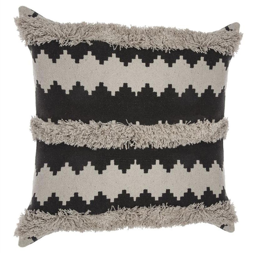Coussin façon macramé coloris beige et noir 60x60cm