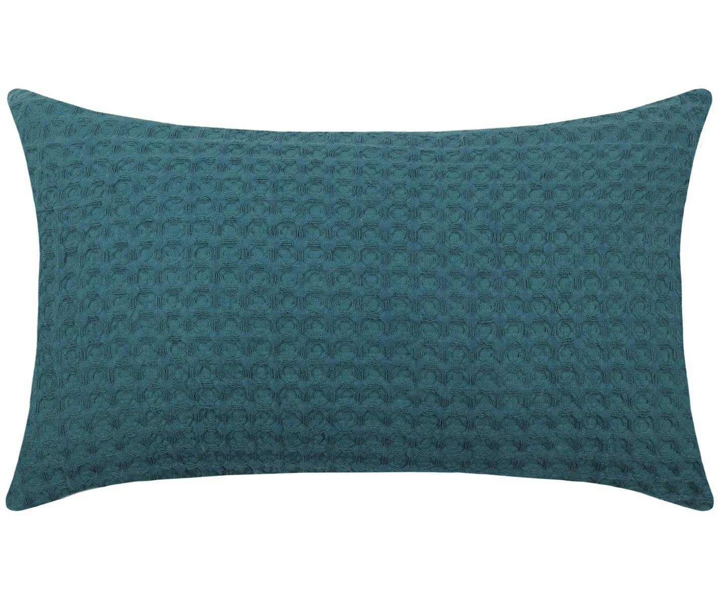 Coussin façon nid d'abeille bleu canard 30x50