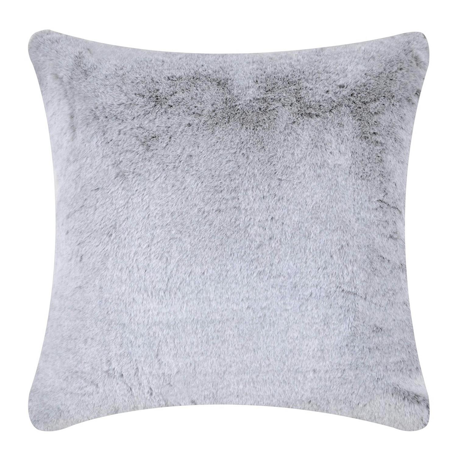 Coussin fausse fourrure gris clair