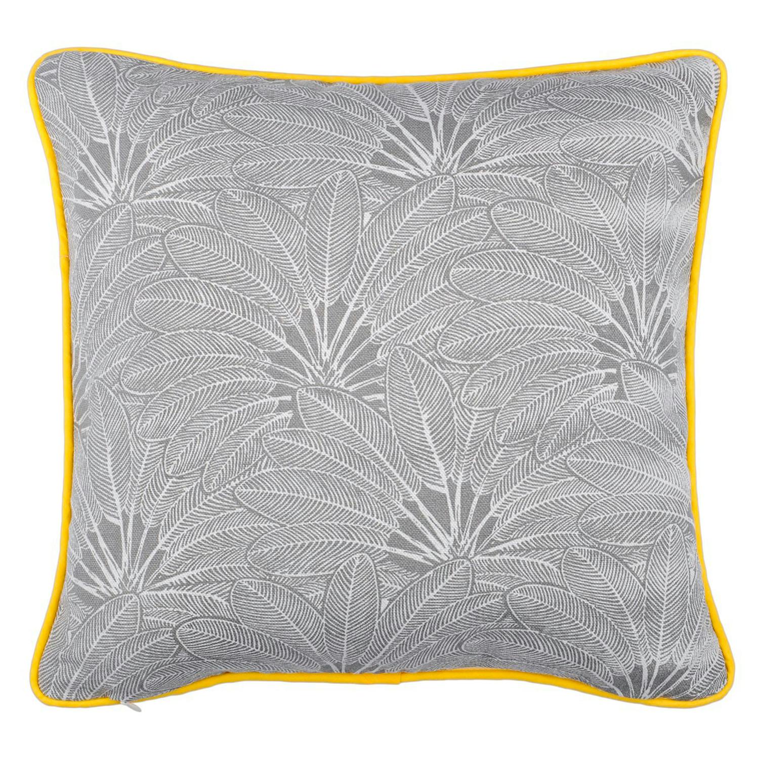Coussin floral gris avec passepoil 40 x 40 cm
